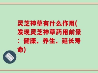 灵芝神草有什么作用(发现灵芝神草药用前景：健康、养生、延长寿命)