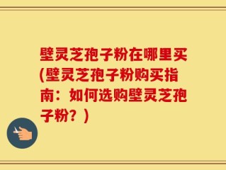 壁灵芝孢子粉在哪里买(壁灵芝孢子粉购买指南：如何选购壁灵芝孢子粉？)