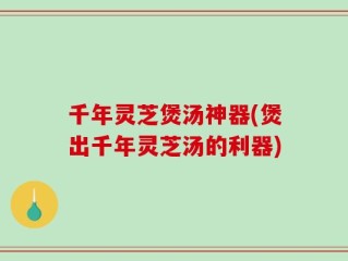 千年灵芝煲汤神器(煲出千年灵芝汤的利器)