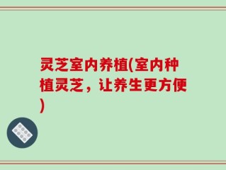 灵芝室内养植(室内种植灵芝，让养生更方便)