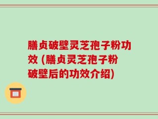 膳贞破壁灵芝孢子粉功效 (膳贞灵芝孢子粉破壁后的功效介绍)