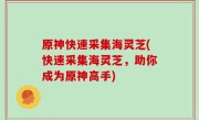 原神快速采集海灵芝(快速采集海灵芝，助你成为原神高手)
