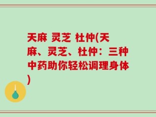 天麻 灵芝 杜仲(天麻、灵芝、杜仲：三种中药助你轻松调理身体)