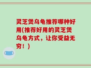 灵芝煲乌龟推荐哪种好用(推荐好用的灵芝煲乌龟方式，让你受益无穷！)