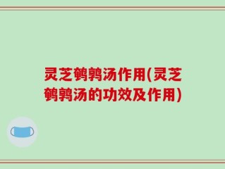 灵芝鹌鹑汤作用(灵芝鹌鹑汤的功效及作用)