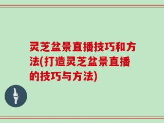 灵芝盆景直播技巧和方法(打造灵芝盆景直播的技巧与方法)