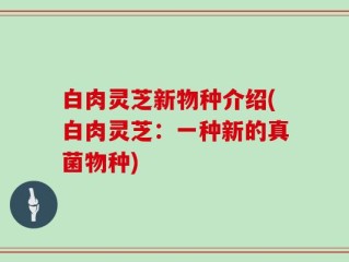 白肉灵芝新物种介绍(白肉灵芝：一种新的真菌物种)