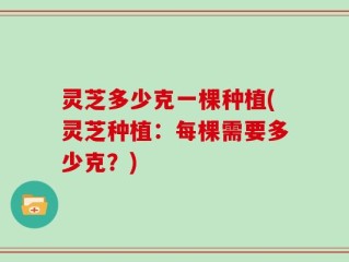 灵芝多少克一棵种植(灵芝种植：每棵需要多少克？)