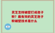 灵芝怎样破壁打成孢子粉？最有效的灵芝孢子粉破壁技术是什么
