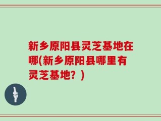 新乡原阳县灵芝基地在哪(新乡原阳县哪里有灵芝基地？)