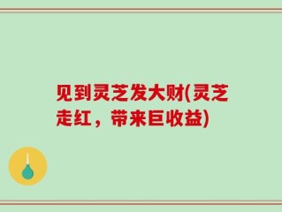 见到灵芝发大财(灵芝走红，带来巨收益)