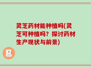 灵芝药材能种植吗(灵芝可种植吗？探讨药材生产现状与前景)