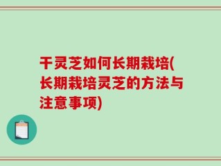 干灵芝如何长期栽培(长期栽培灵芝的方法与注意事项)