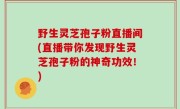 野生灵芝孢子粉直播间(直播带你发现野生灵芝孢子粉的神奇功效！)