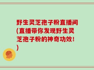 野生灵芝孢子粉直播间(直播带你发现野生灵芝孢子粉的神奇功效！)