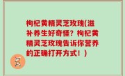 枸杞黄精灵芝玫瑰(滋补养生好奇怪？枸杞黄精灵芝玫瑰告诉你营养的正确打开方式！)
