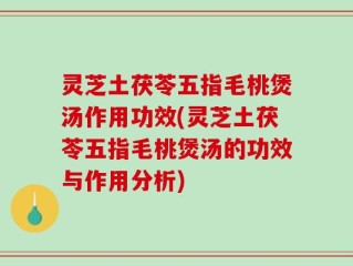 灵芝土茯苓五指毛桃煲汤作用功效(灵芝土茯苓五指毛桃煲汤的功效与作用分析)
