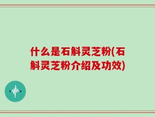 什么是石斛灵芝粉(石斛灵芝粉介绍及功效)