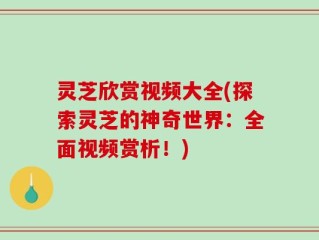 灵芝欣赏视频大全(探索灵芝的神奇世界：全面视频赏析！)