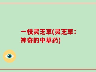 一枝灵芝草(灵芝草：神奇的中草药)