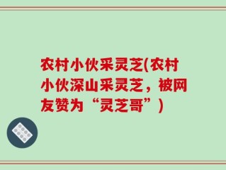 农村小伙采灵芝(农村小伙深山采灵芝，被网友赞为“灵芝哥”)