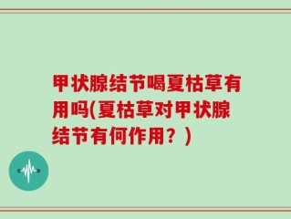甲状腺结节喝夏枯草有用吗(夏枯草对甲状腺结节有何作用？)