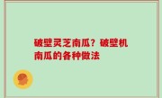 破壁灵芝南瓜？破壁机南瓜的各种做法