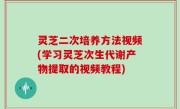 灵芝二次培养方法视频(学习灵芝次生代谢产物提取的视频教程)