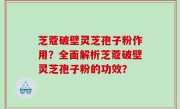 芝蔻破壁灵芝孢子粉作用？全面解析芝蔻破壁灵芝孢子粉的功效？