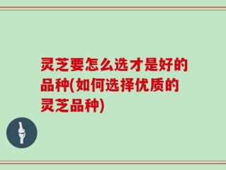 灵芝要怎么选才是好的品种(如何选择优质的灵芝品种)