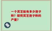 一个灵芝能有多少孢子粉？探究灵芝孢子粉的产量？