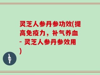 灵芝人参丹参功效(提高免疫力，补气养血 - 灵芝人参丹参效用)