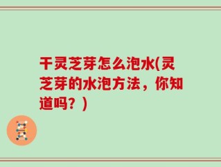 干灵芝芽怎么泡水(灵芝芽的水泡方法，你知道吗？)