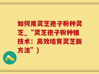 如何用灵芝孢子粉种灵芝_“灵芝孢子粉种植技术：高效培育灵芝新方法”)