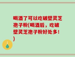 喝酒了可以吃破壁灵芝孢子粉(喝酒后，吃破壁灵芝孢子粉好处多！)