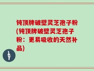 钝顶牌破壁灵芝孢子粉(钝顶牌破壁灵芝孢子粉：更易吸收的天然补品)
