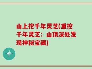 山上挖千年灵芝(重挖千年灵芝：山顶深处发现神秘宝藏)