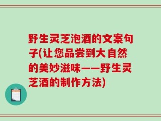 野生灵芝泡酒的文案句子(让您品尝到大自然的美妙滋味——野生灵芝酒的制作方法)