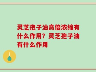 灵芝孢子油高倍浓缩有什么作用？灵芝孢子油有什么作用