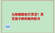 九阳破壁机打灵芝？灵芝孢子粉的制作配方
