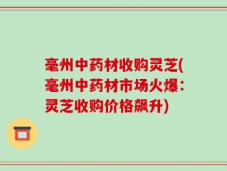 毫州中药材收购灵芝(毫州中药材市场火爆：灵芝收购价格飙升)
