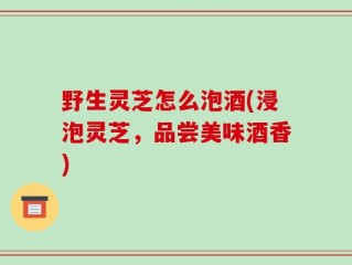 野生灵芝怎么泡酒(浸泡灵芝，品尝美味酒香)