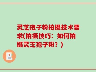 灵芝孢子粉拍摄技术要求(拍摄技巧：如何拍摄灵芝孢子粉？)