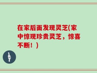 在家后面发现灵芝(家中惊现珍贵灵芝，惊喜不断！)