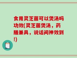 食用灵芝菌可以煲汤吗功效(灵芝菌煲汤，药膳兼具，说话间神效到!)