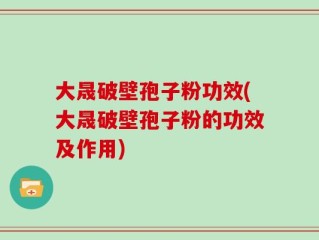 大晟破壁孢子粉功效(大晟破壁孢子粉的功效及作用)