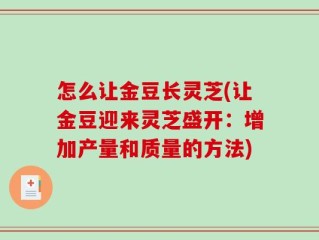 怎么让金豆长灵芝(让金豆迎来灵芝盛开：增加产量和质量的方法)