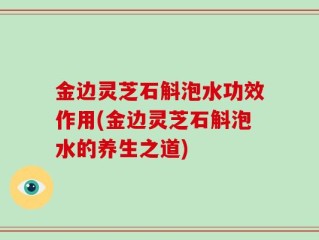 金边灵芝石斛泡水功效作用(金边灵芝石斛泡水的养生之道)