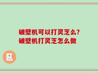 破壁机可以打灵芝么？破壁机打灵芝怎么做