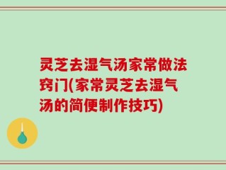 灵芝去湿气汤家常做法窍门(家常灵芝去湿气汤的简便制作技巧)